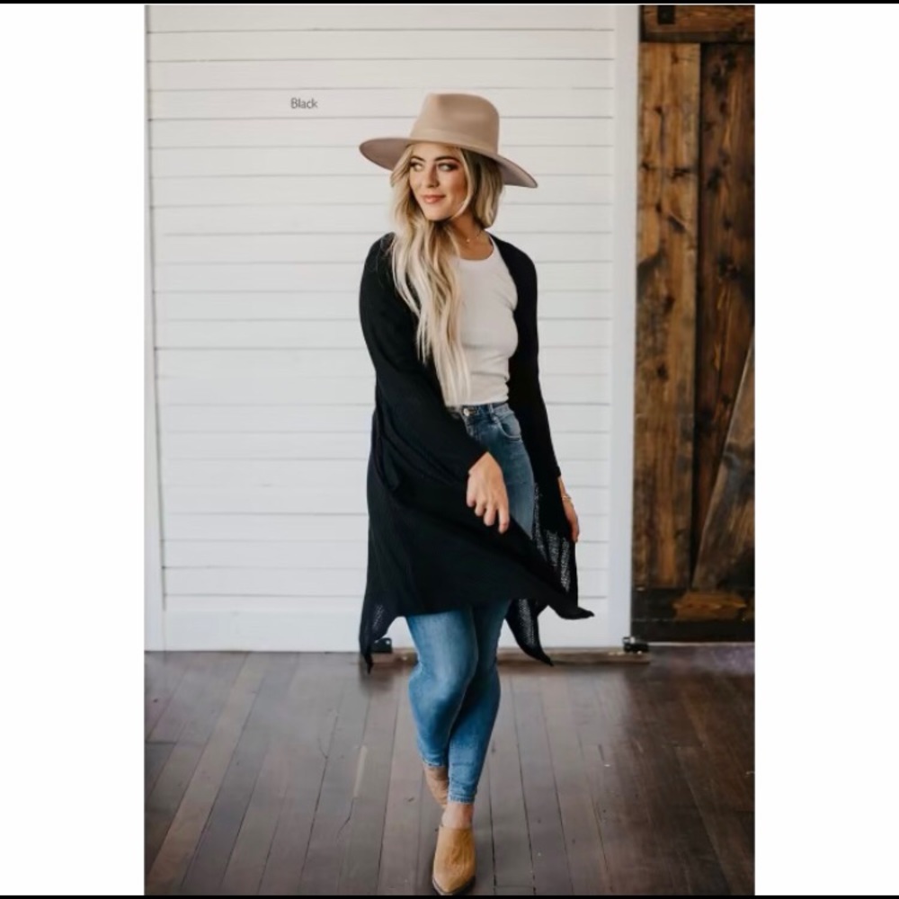 🔴 Black Waffle Knit Cardigan NWOT